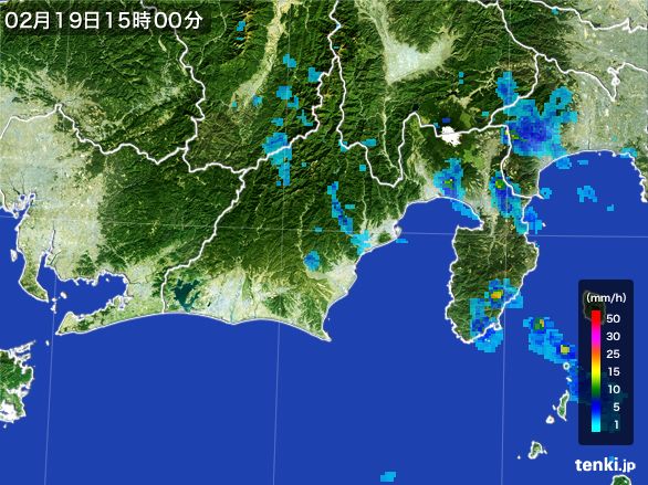 静岡県の雨雲レーダー(2015年02月19日)