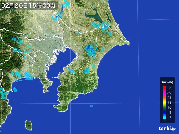 千葉県の雨雲レーダー(2015年02月20日)