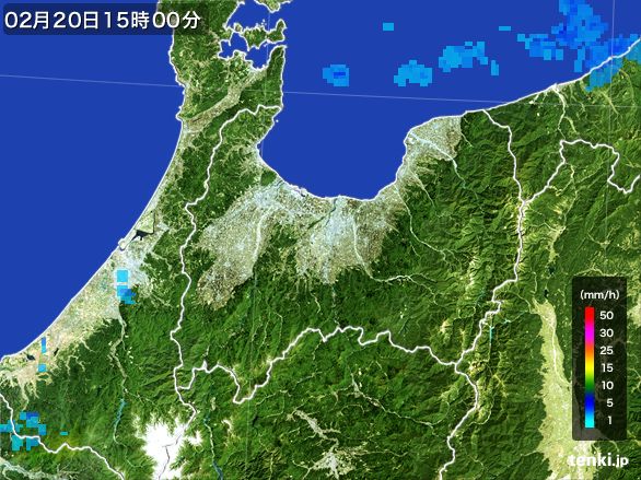 富山県の雨雲レーダー(2015年02月20日)