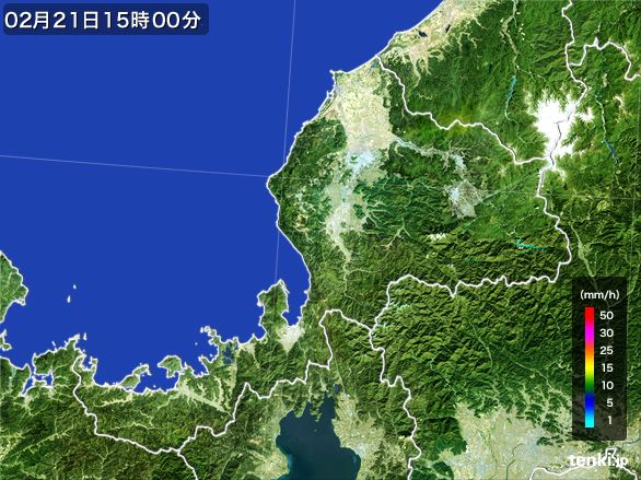 福井県の雨雲レーダー(2015年02月21日)