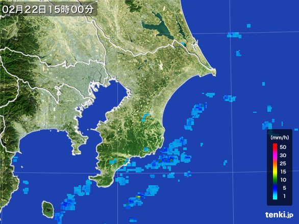 千葉県の雨雲レーダー(2015年02月22日)