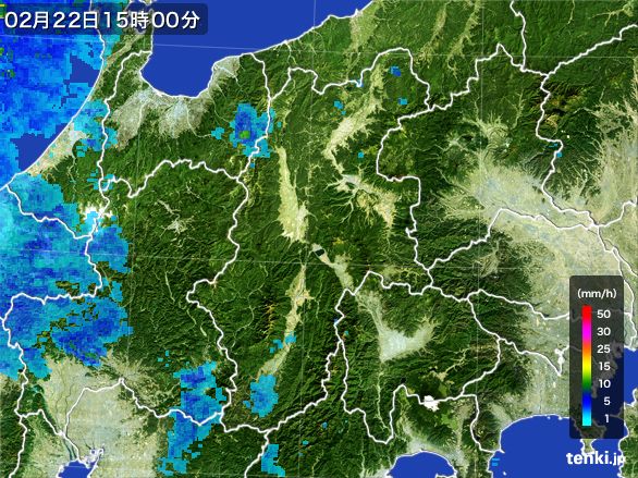 長野県の雨雲レーダー(2015年02月22日)