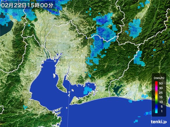 愛知県の雨雲レーダー(2015年02月22日)