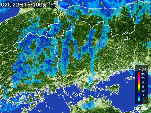 岡山県の雨雲レーダー(2015年02月22日)