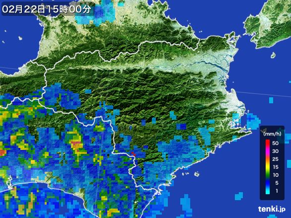 徳島県の雨雲レーダー(2015年02月22日)