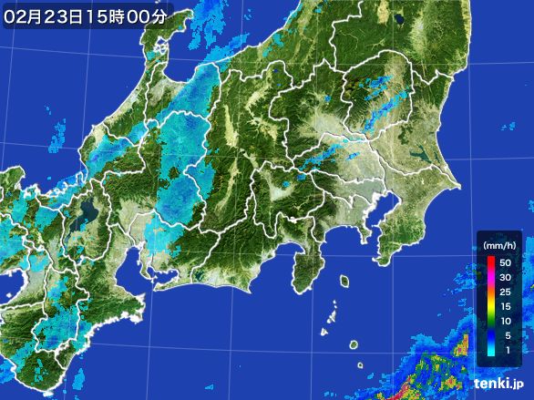 関東・甲信地方の雨雲レーダー(2015年02月23日)