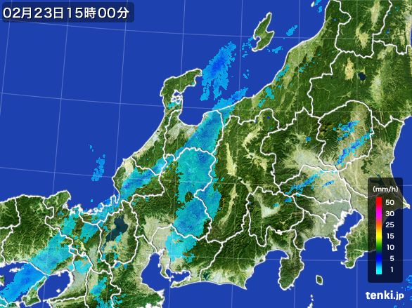 北陸地方の雨雲レーダー(2015年02月23日)