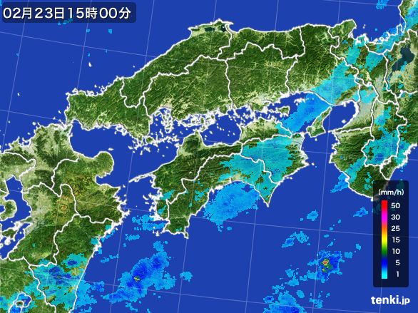 四国地方の雨雲レーダー(2015年02月23日)