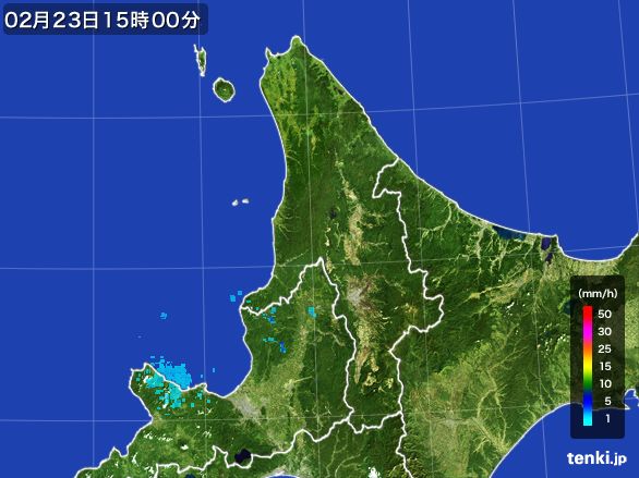 道北の雨雲レーダー(2015年02月23日)