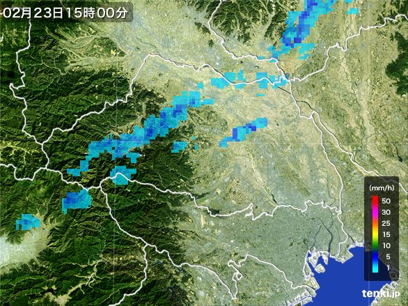 埼玉県の雨雲レーダー(2015年02月23日)