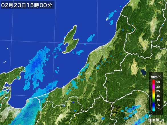新潟県の雨雲レーダー(2015年02月23日)