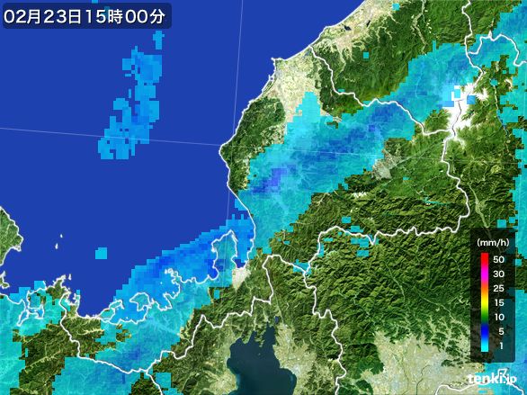 福井県の雨雲レーダー(2015年02月23日)