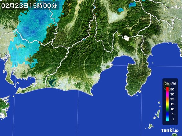 静岡県の雨雲レーダー(2015年02月23日)