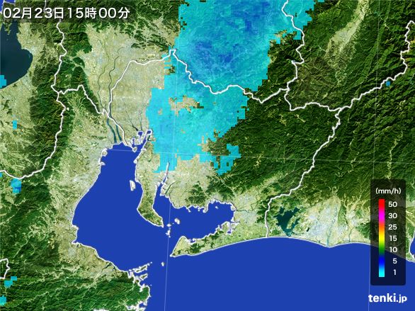愛知県の雨雲レーダー(2015年02月23日)