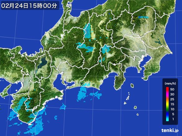 東海地方の雨雲レーダー(2015年02月24日)