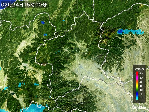 群馬県の雨雲レーダー(2015年02月24日)
