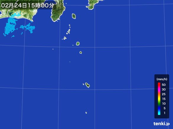 伊豆諸島(東京都)の雨雲レーダー(2015年02月24日)