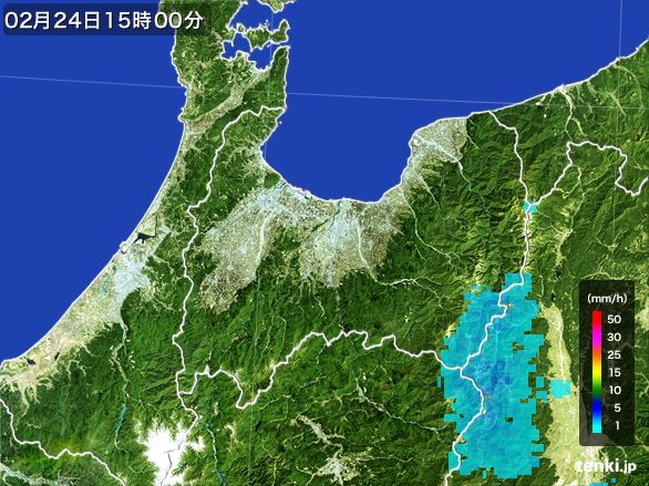 富山県の雨雲レーダー(2015年02月24日)