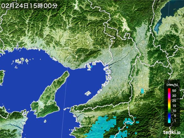 大阪府の雨雲レーダー(2015年02月24日)