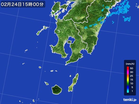 鹿児島県の雨雲レーダー(2015年02月24日)