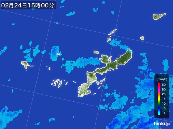 沖縄県の雨雲レーダー(2015年02月24日)