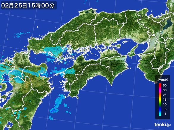 四国地方の雨雲レーダー(2015年02月25日)