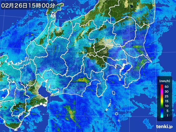 関東・甲信地方の雨雲レーダー(2015年02月26日)