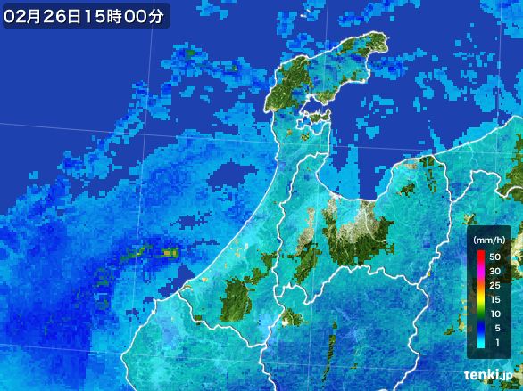 石川県の雨雲レーダー(2015年02月26日)