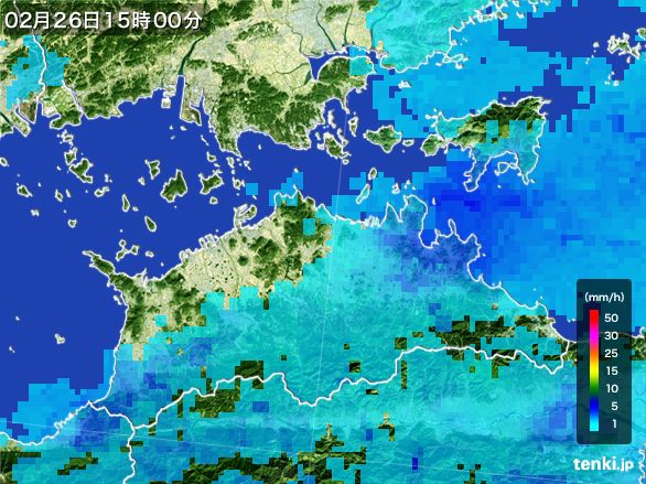 香川県の雨雲レーダー(2015年02月26日)