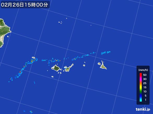 宮古・石垣・与那国(沖縄県)の雨雲レーダー(2015年02月26日)