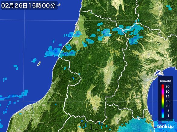 山形県の雨雲レーダー(2015年02月26日)