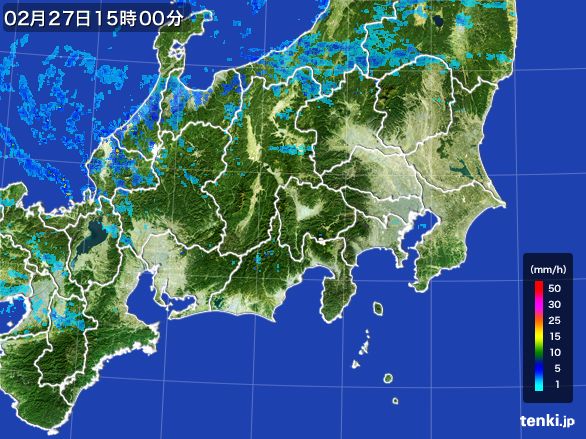 関東・甲信地方の雨雲レーダー(2015年02月27日)