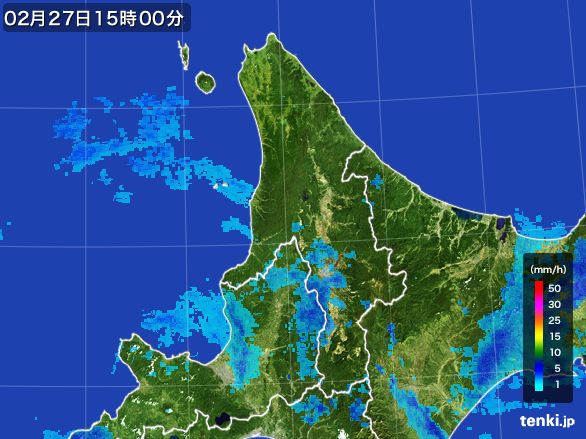 道北の雨雲レーダー(2015年02月27日)