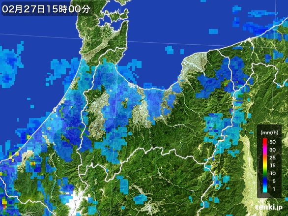 富山県の雨雲レーダー(2015年02月27日)