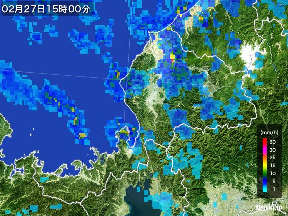 福井県の雨雲レーダー(2015年02月27日)