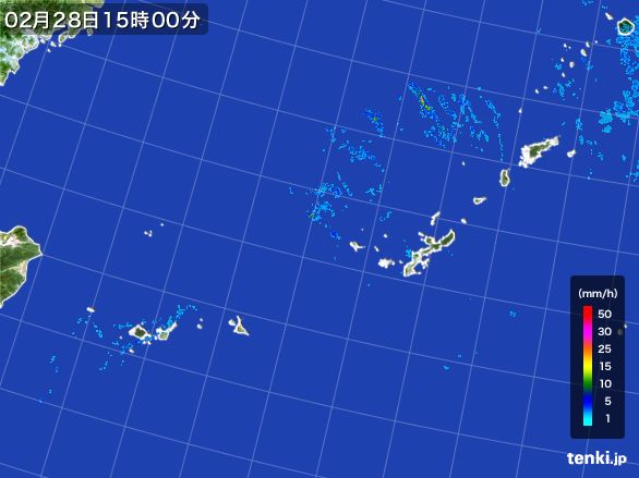 沖縄地方の雨雲レーダー(2015年02月28日)