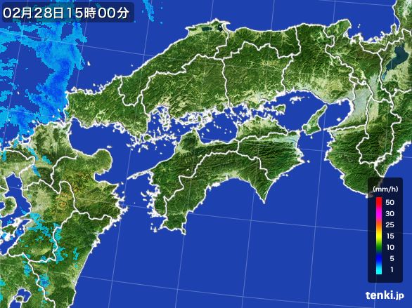 四国地方の雨雲レーダー(2015年02月28日)