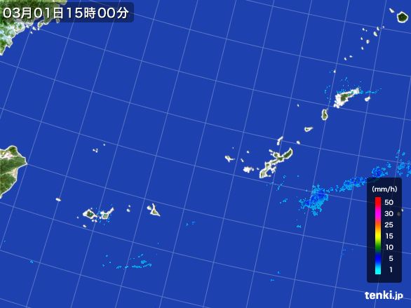 沖縄地方の雨雲レーダー(2015年03月01日)
