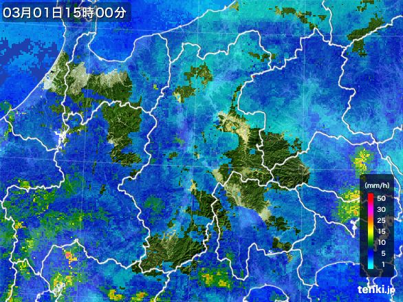 長野県の雨雲レーダー(2015年03月01日)