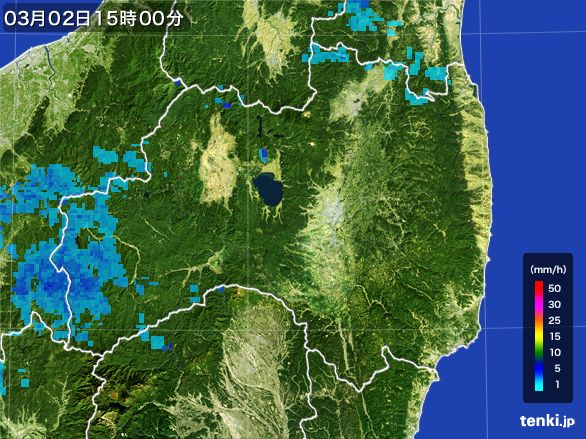 福島県の雨雲レーダー(2015年03月02日)