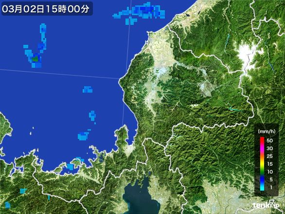 福井県の雨雲レーダー(2015年03月02日)