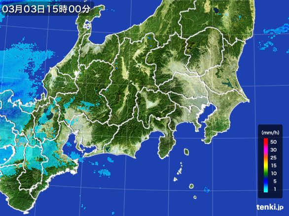 関東・甲信地方の雨雲レーダー(2015年03月03日)