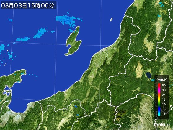 新潟県の雨雲レーダー(2015年03月03日)