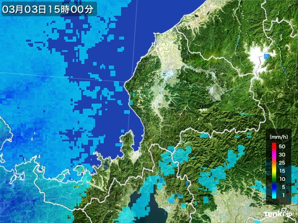 福井県の雨雲レーダー(2015年03月03日)