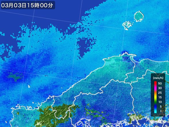 島根県の雨雲レーダー(2015年03月03日)