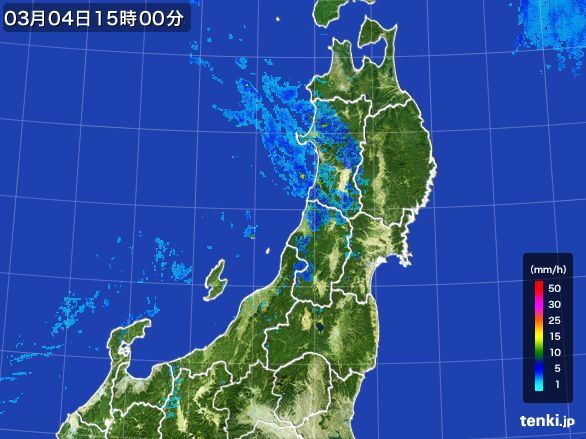 東北地方の雨雲レーダー(2015年03月04日)