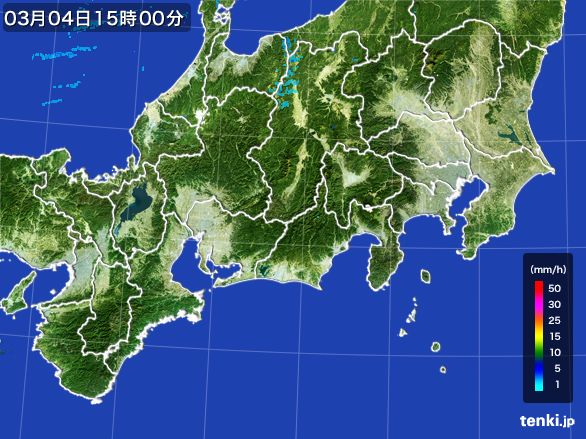 東海地方の雨雲レーダー(2015年03月04日)