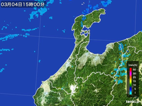 石川県の雨雲レーダー(2015年03月04日)