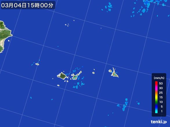 宮古・石垣・与那国(沖縄県)の雨雲レーダー(2015年03月04日)