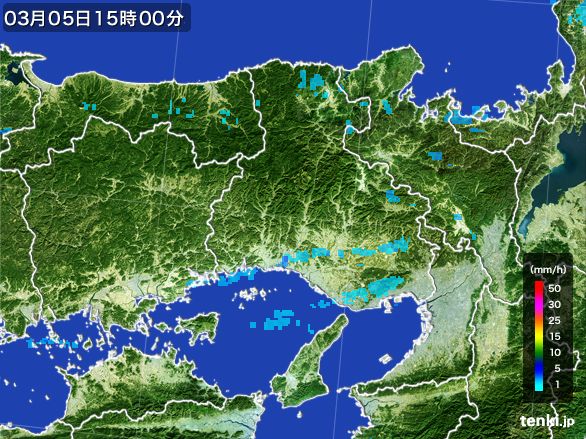 兵庫県の雨雲レーダー(2015年03月05日)